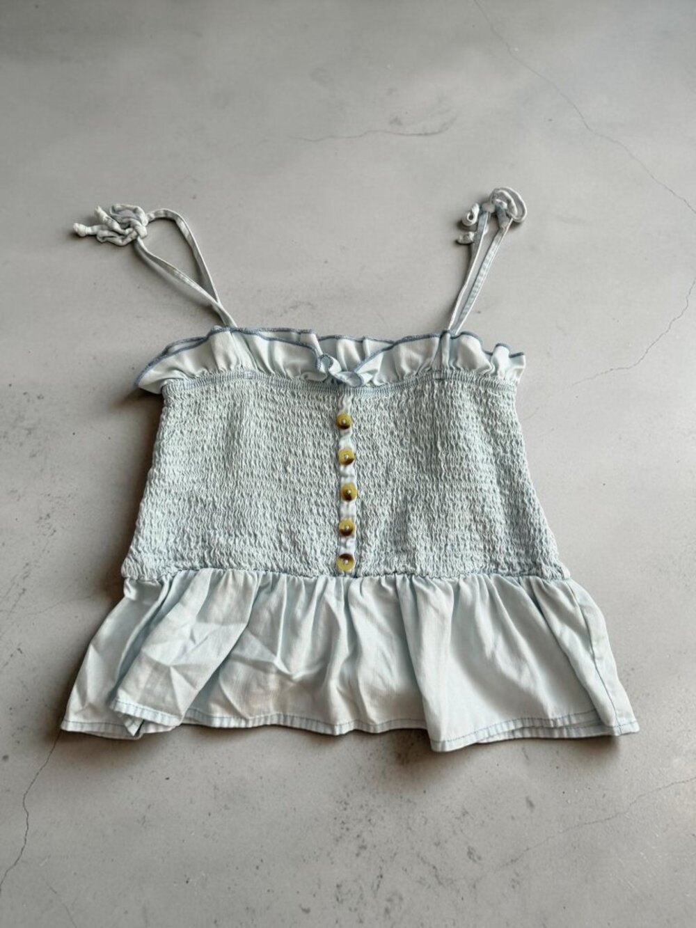 HARPER HERITAGE Light Blue Smocked Peplum Tank Top Size Small